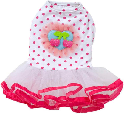 Pet Dress, Super Cute Dog Clothes Puppy Printed Lace Skirt Tutu Princess Dress (XS, White)