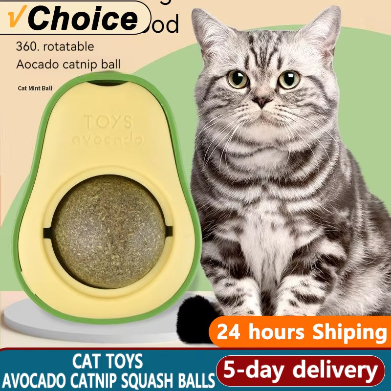 Pet Cat Avocado Catnip Wall Balls Cat Toys Cat Edible Lick Balls Cat Products Spinable Treats Toys Kitten Supplies