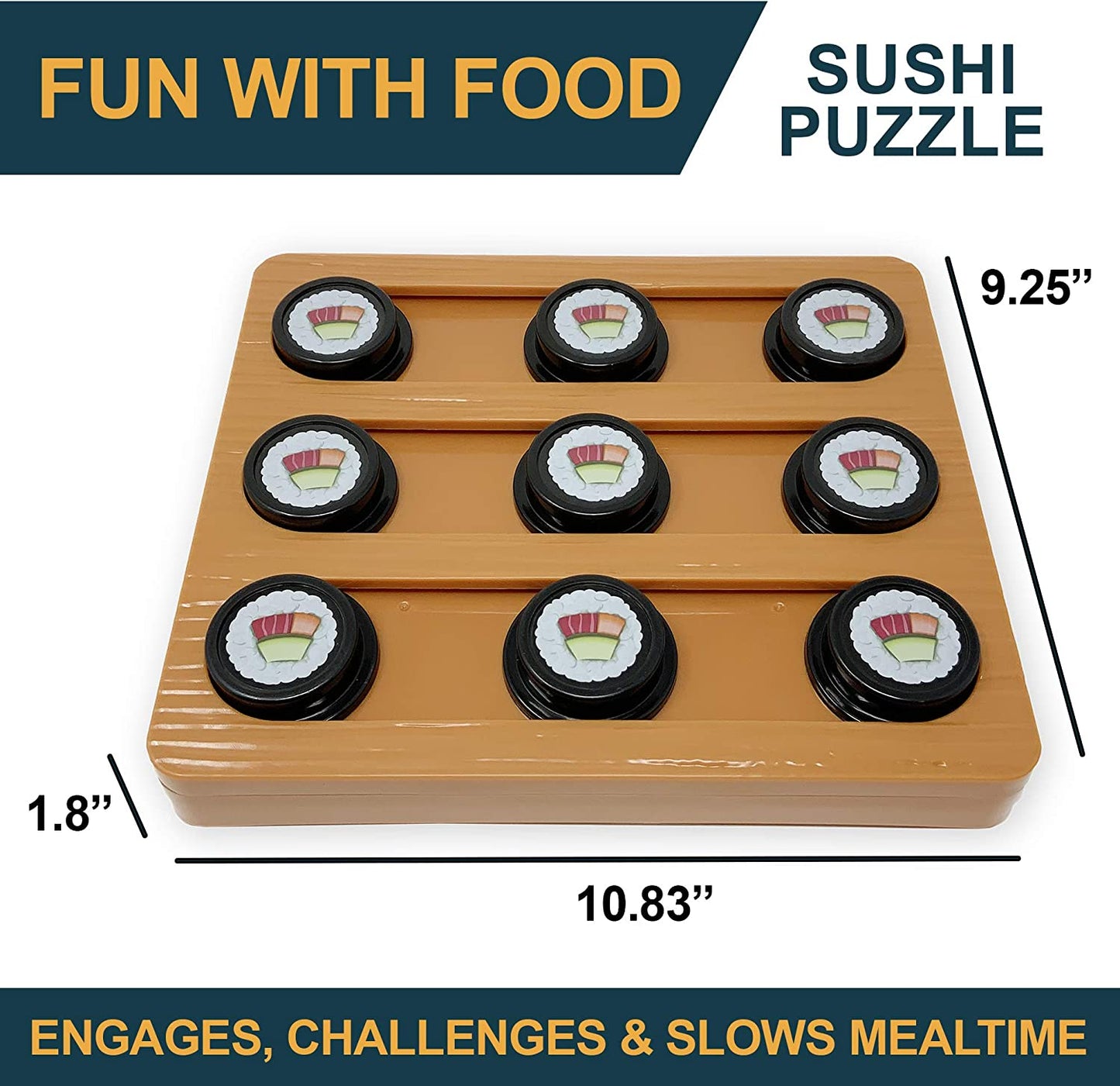 Sushi Interactive Puzzle Game Dog Toys & Cat Toys (Puzzle & Interactive Dog Toy) Great Alternative to Snuffle Mat for Dogs; Slow Feeder Bowls & Slow Feeder Cat Bowl