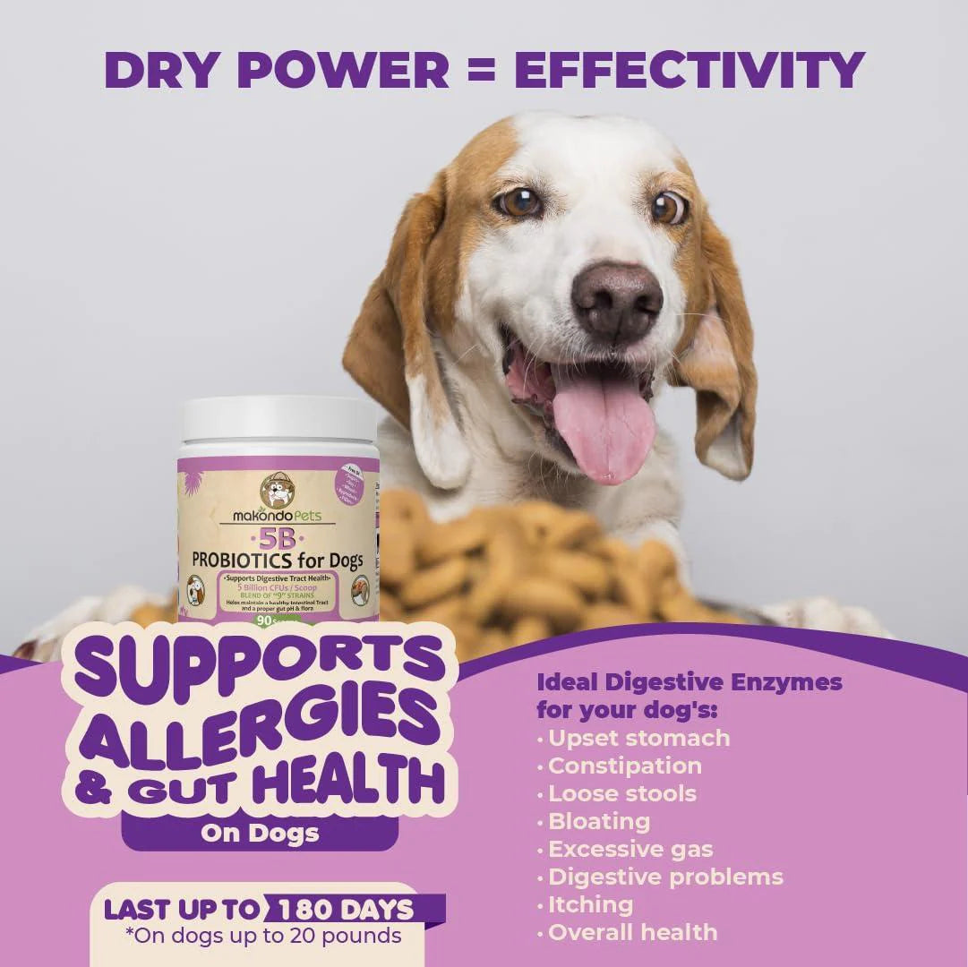 Probiotics for Dogs Puppies Extra Strength 9 Species 5 Billion CFU per Scoop Of