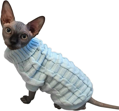 Cable Knit Turtleneck Sweater - Cats Sweater Pullover Knitted Clothes Pet Sweater for Small Dogs & Cats Kitten Kitty Chihuahua Teddy Knitwear Cold Weather Outfit (L)