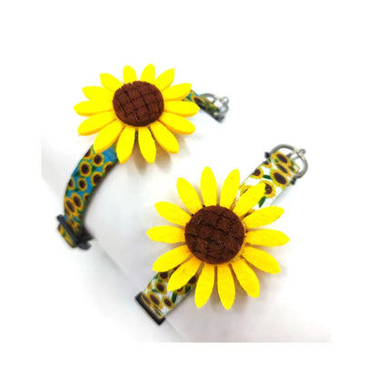 Bow Tie Cat Collar Cat Necklace Cat Paw Print Adjustable Collar Bell Positioning Sunflower Cats Collar with Flower