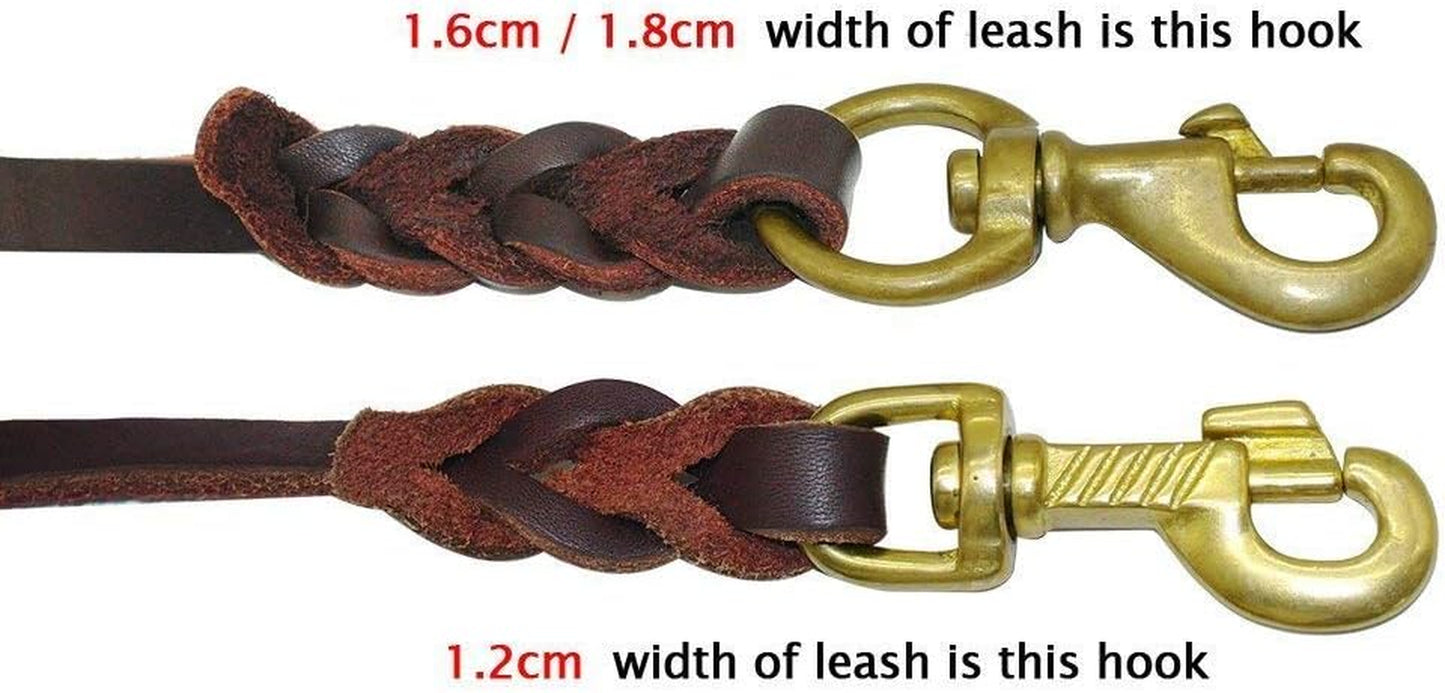 Leather Dog Leash - Training & Walking Dog Leash - Braided 3.6 Ft by 3/4 in (110Cm 1.8Cm) - Latigo Leather Brown