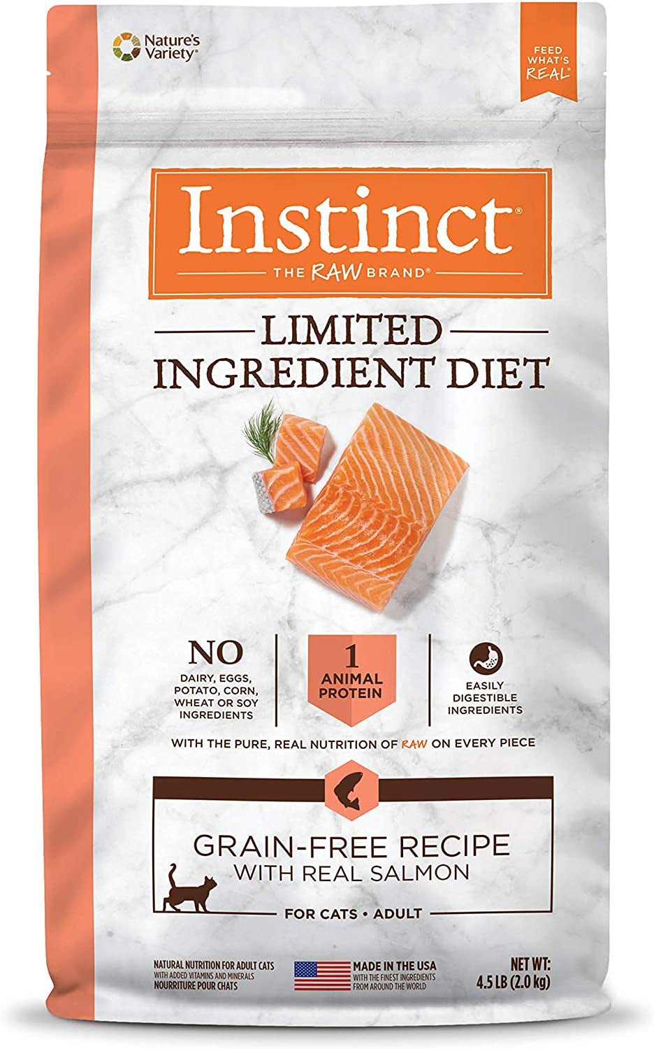 Limited Ingredient Diet, Natural Dry Cat Food, Grain Free Recipe - Real Salmon, 4.5 Lb. Bag