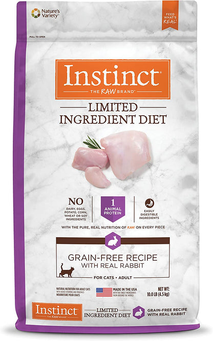 Limited Ingredient Diet, Natural Dry Cat Food, Grain Free Recipe - Real Rabbit, 10 Lb. Bag