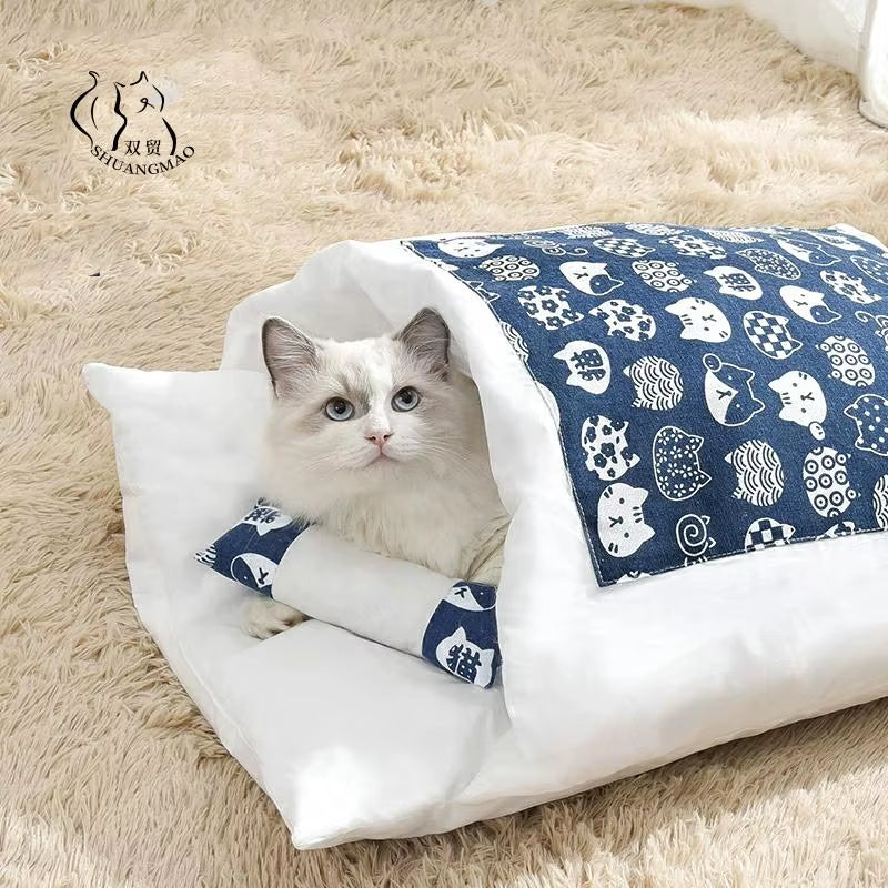 Removable Dog Cat Bed Cat Sleeping Bag Sofas Mat Winter Warm Cat House Small Pet Bed Puppy Kennel Nest Cushion Pet Sofa Products