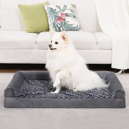 Orthopedic Headrest Dog Bed, 29" Waterproof Washable Cover Dog Beds with Memory Foam