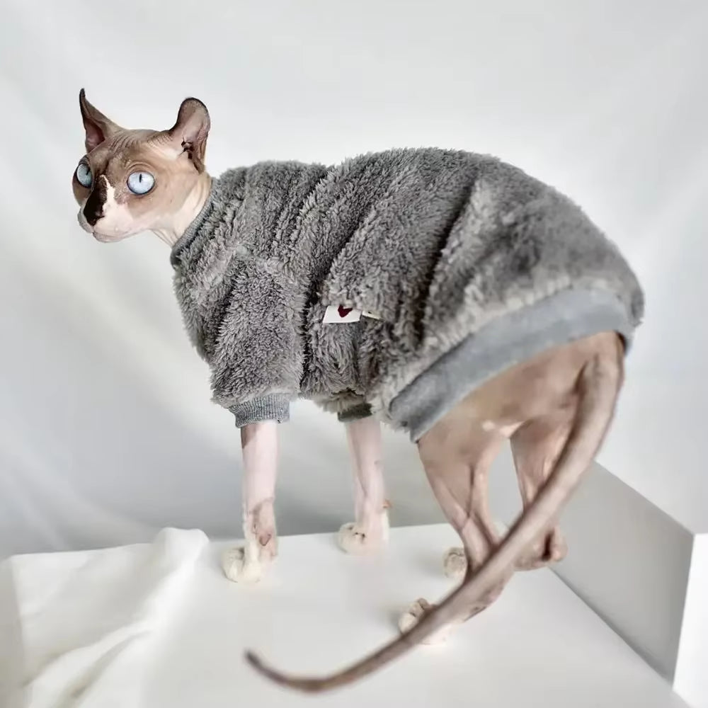 DUOMASUMI Winter Sweater for Sphynx Cat Clothes Fashion Soft Cat Clothing Comfort Thickened Hairless Cat Outfits