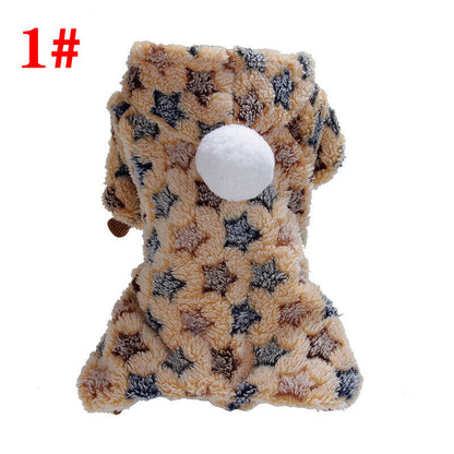 Pet Soft Plush Fleece Winter Small Dog Clothes Jumpsuit Hoodie Puppy Warm Coat