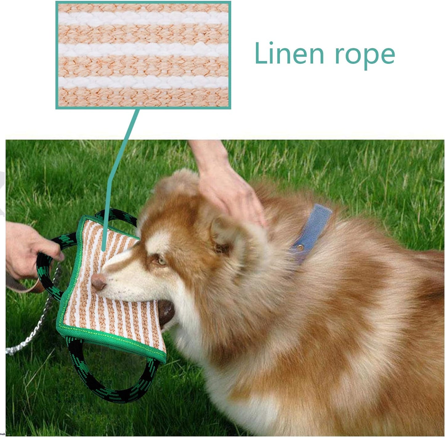 Dog Toy, Tug of War Jute Bite Pillow (11' X 7.8'), Training Equipment for Medium to Large Dogs, Green