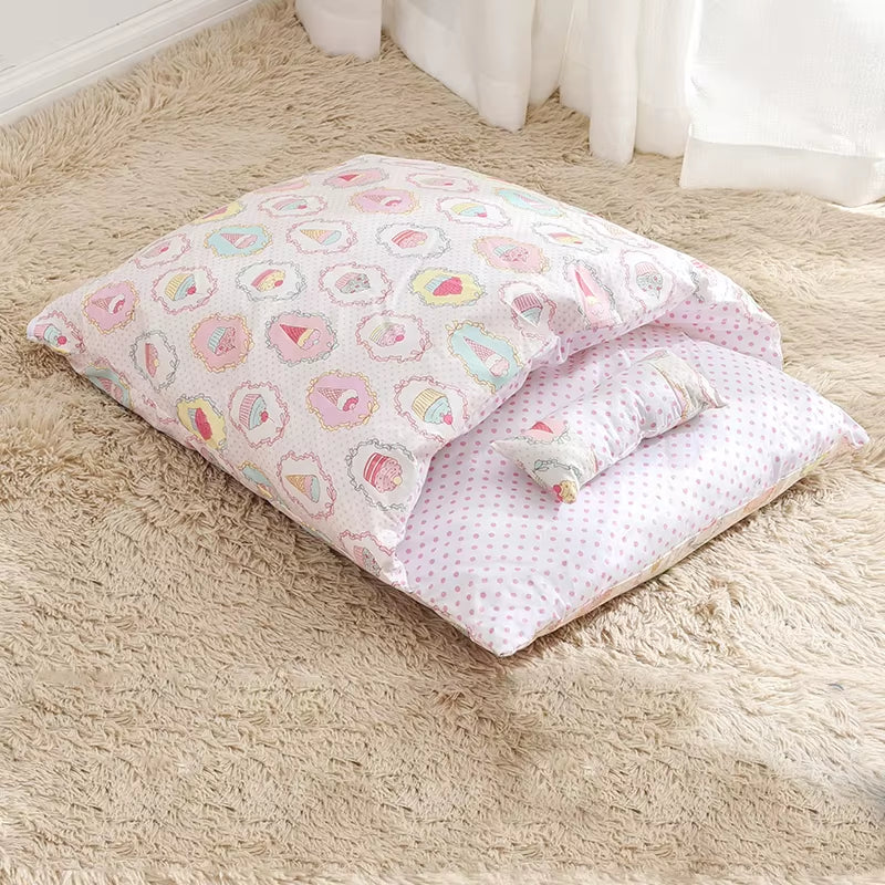 Removable Dog Cat Bed Cat Sleeping Bag Sofas Mat Winter Warm Cat House Small Pet Bed Puppy Kennel Nest Cushion Pet Sofa Products