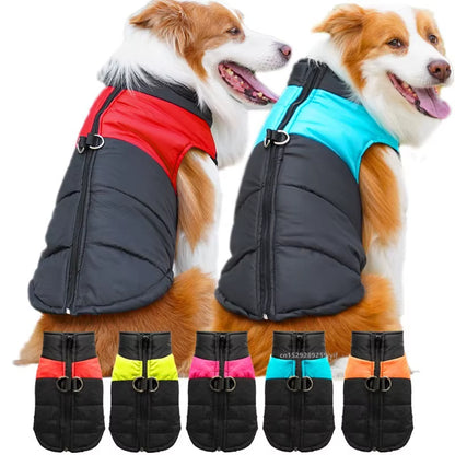 Waterproof Warm Dog Clothes Pet Coat Winter Vest Padded Zipper Jacket Dog Clothing for Small Medium Big Dogs Outfit