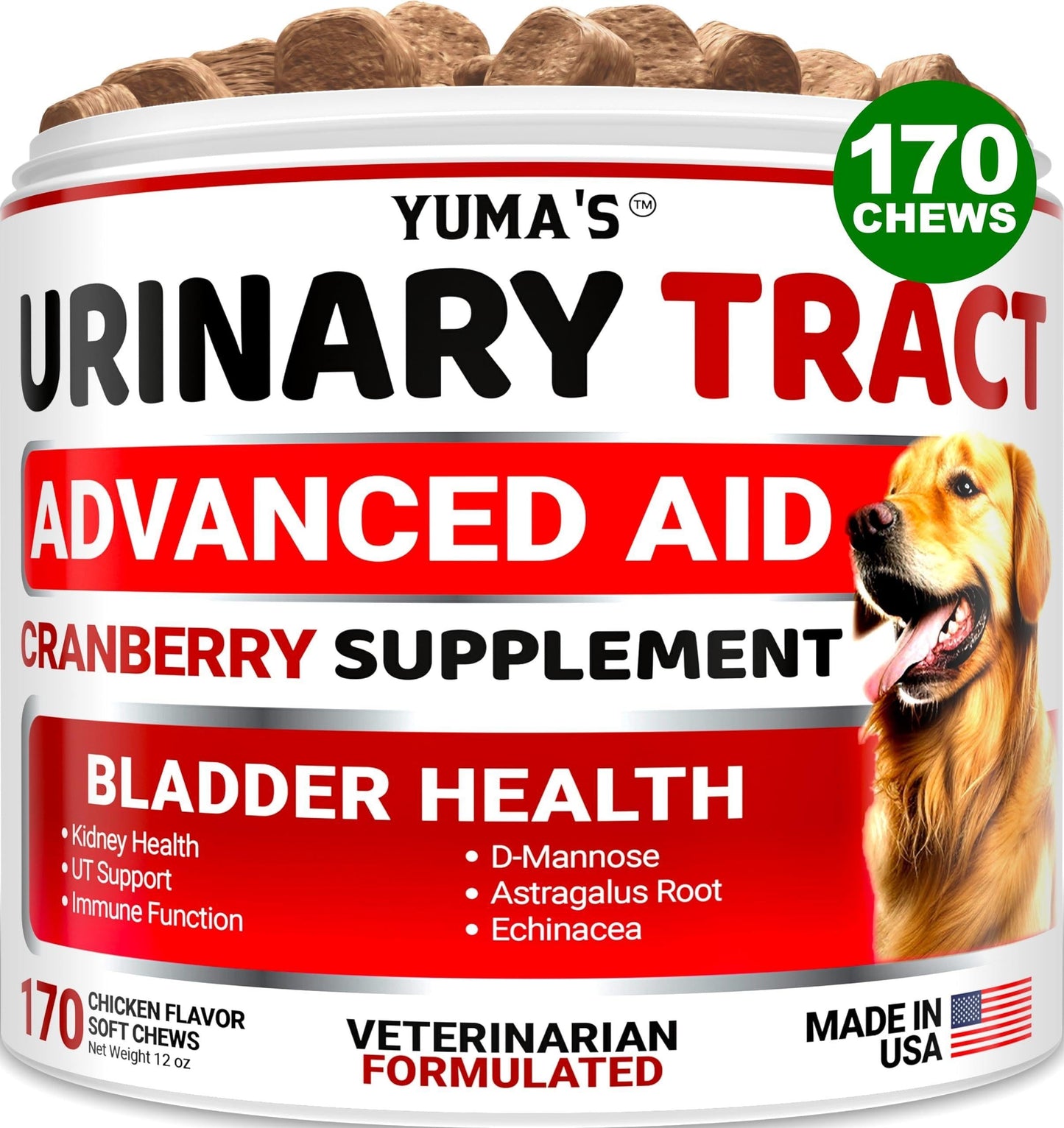 Dog UTI Treatment 170 Treats Cranberry Supplement for Dogs Bladder Control