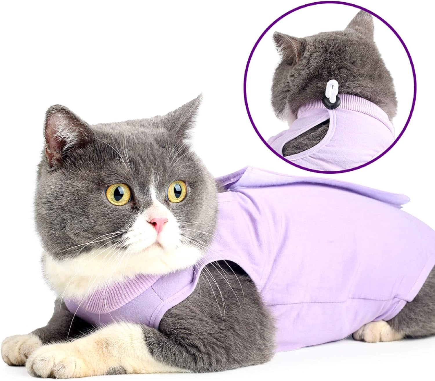 Cat Surgery Recovery Suit for Surgical Abdominal Wounds Home Indoor Pet Clothing E-Collar Alternative for Cats after Surgery Pajama Suit