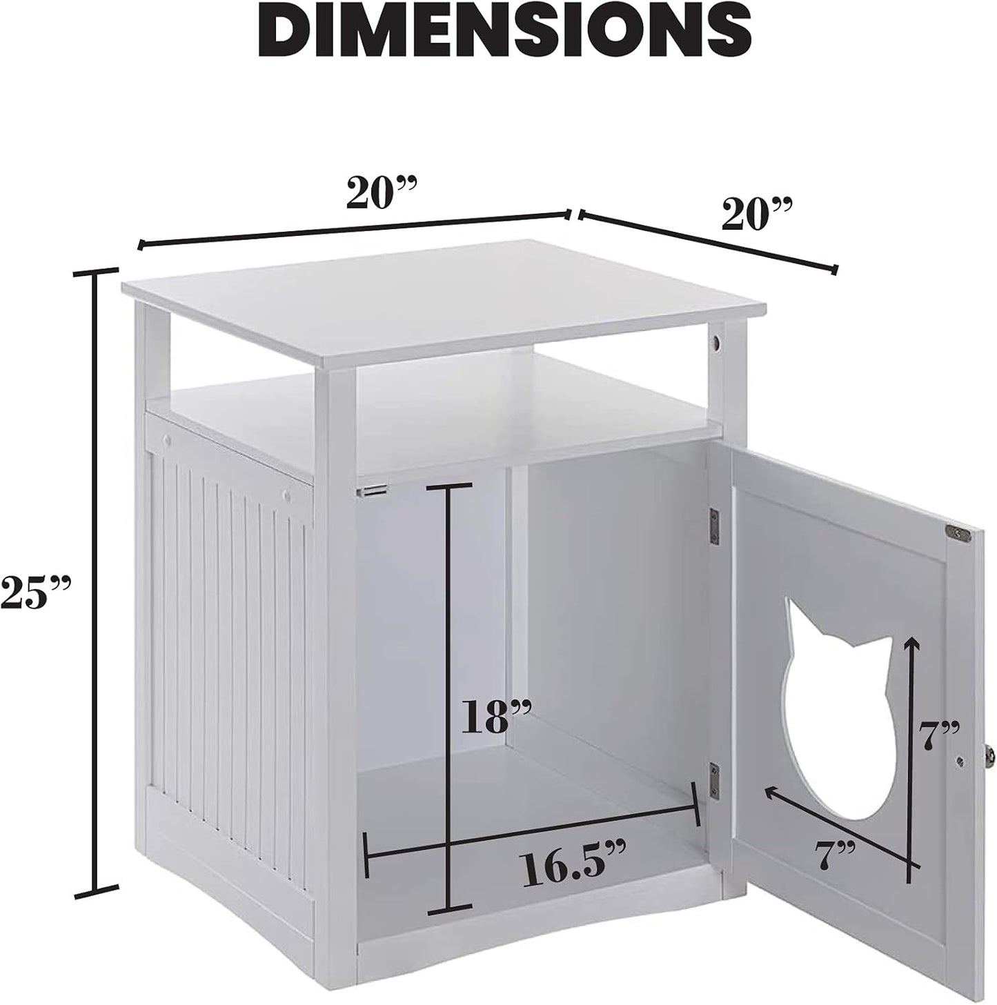 Nightstand Pet House, Litter Box Furniture Indoor Pet Crate, Litter Box Enclosure, Cat Washroom (White)