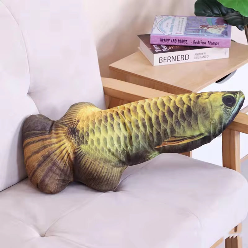 Pet Plush Cat Catnip Toy Teeth Teasing Cat Toy Simulated Fish Cat Fish Throw Pillow