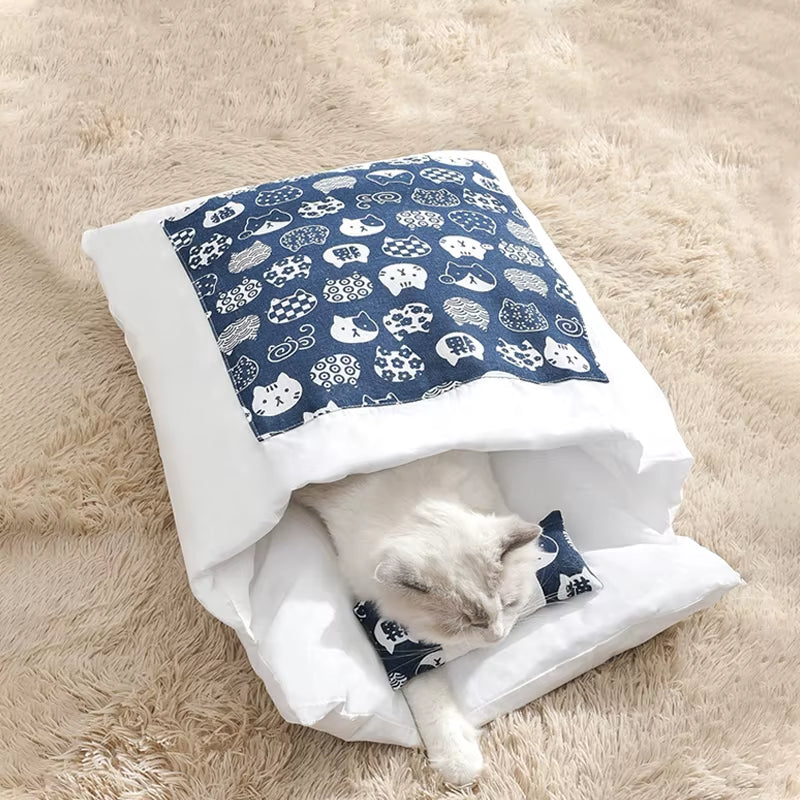 Removable Dog Cat Bed Cat Sleeping Bag Sofas Mat Winter Warm Cat House Small Pet Bed Puppy Kennel Nest Cushion Pet Sofa Products