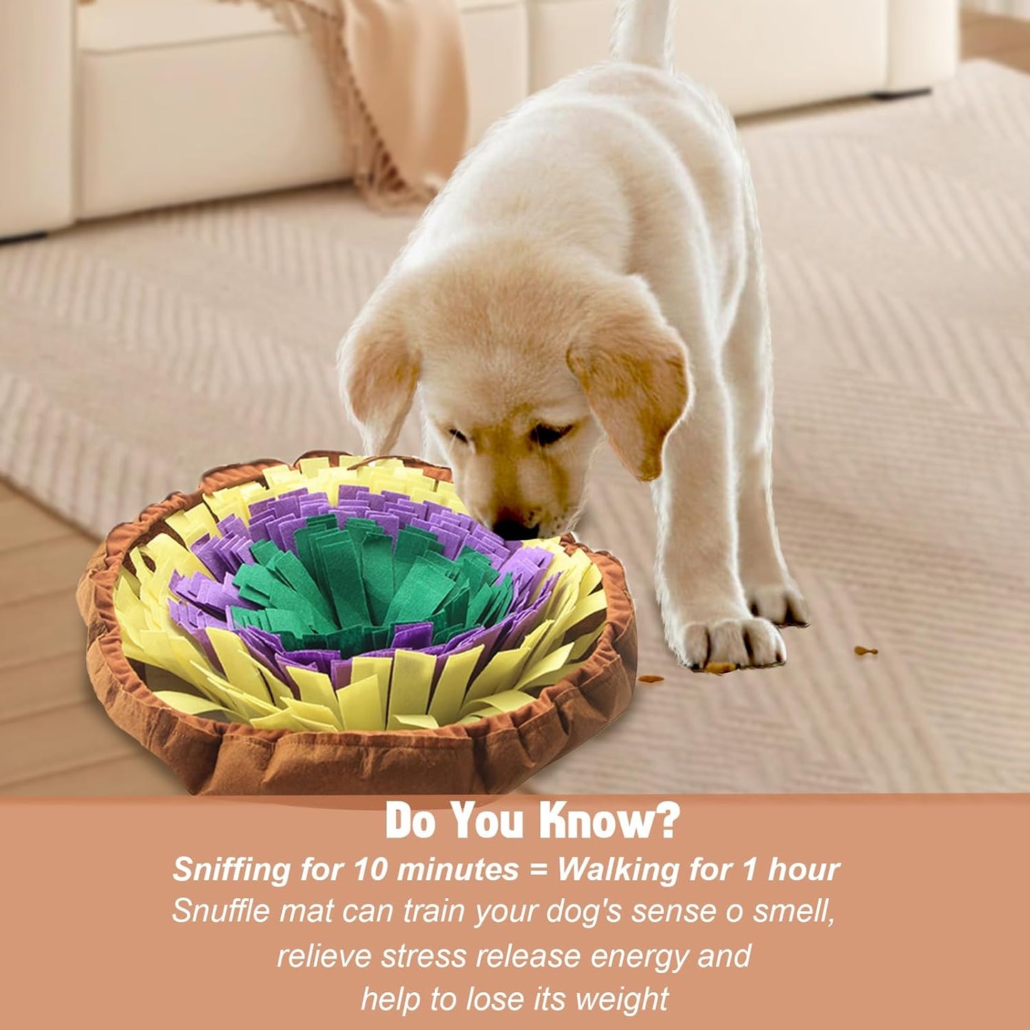 Dog Feeding Mat, Portable Sniffle Mat Washable Dog Feeding Smell Training Blanket Nose Work Feeding Mat Pet Activity Mat for Foraging Instinct,Sress Release (Diameter: 23.6In / 60Cm)