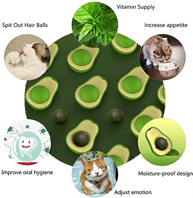 Pet Cat Avocado Catnip Wall Balls Cat Toys Cat Edible Lick Balls Cat Products Spinable Treats Toys Kitten Supplies