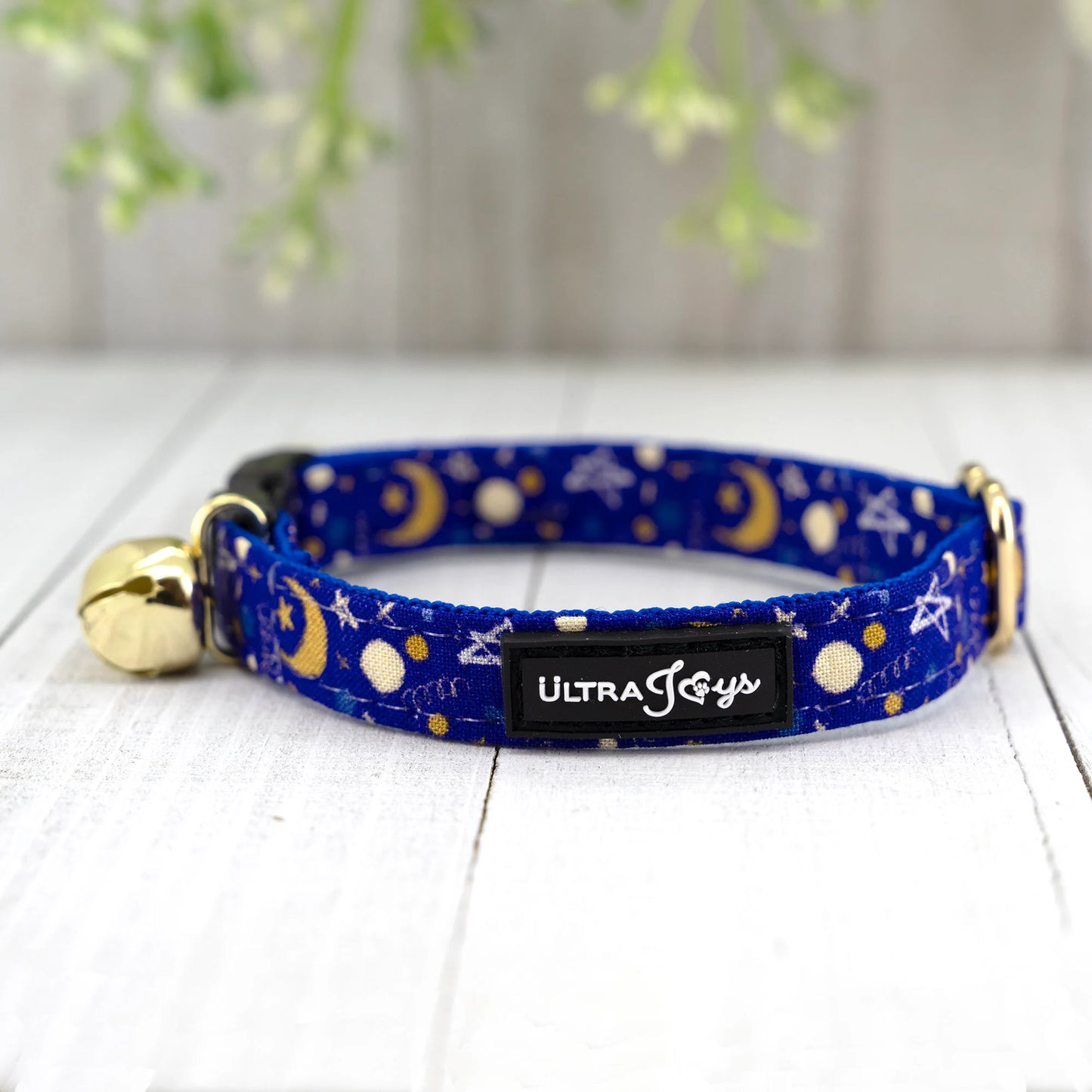 Breakaway Cat Collar with Bell, Moon Stars Cat Collar Breakaway, Small Collar - Mystery Twilight Midnight Moon Light | Cat Kitten Small Dog